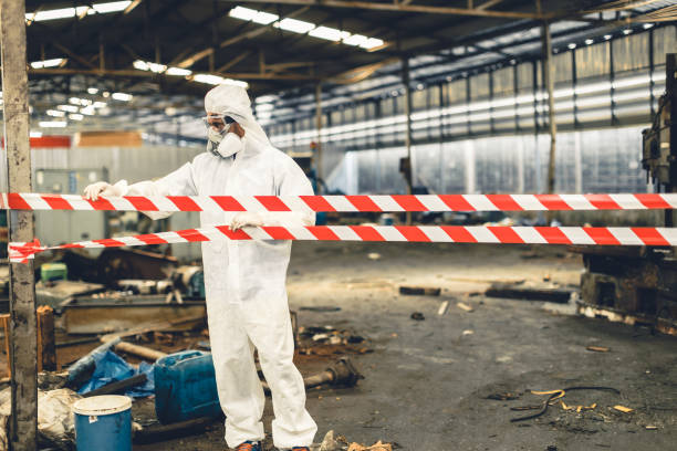 Professional Sewage Cleanup technician working in Bellevue, MI